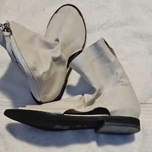 Free People Cream Side-Zip Ankle Booties